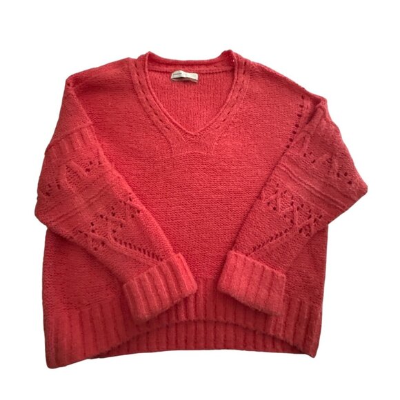 Anthropologie Sweaters - Anthropologie Pilcro Marla Coral Cropped V-Neck Knit Sweater Small Cottagecore